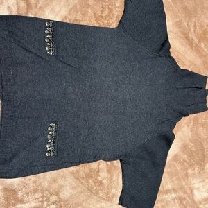 Gray Sweater with Embellished Pockets